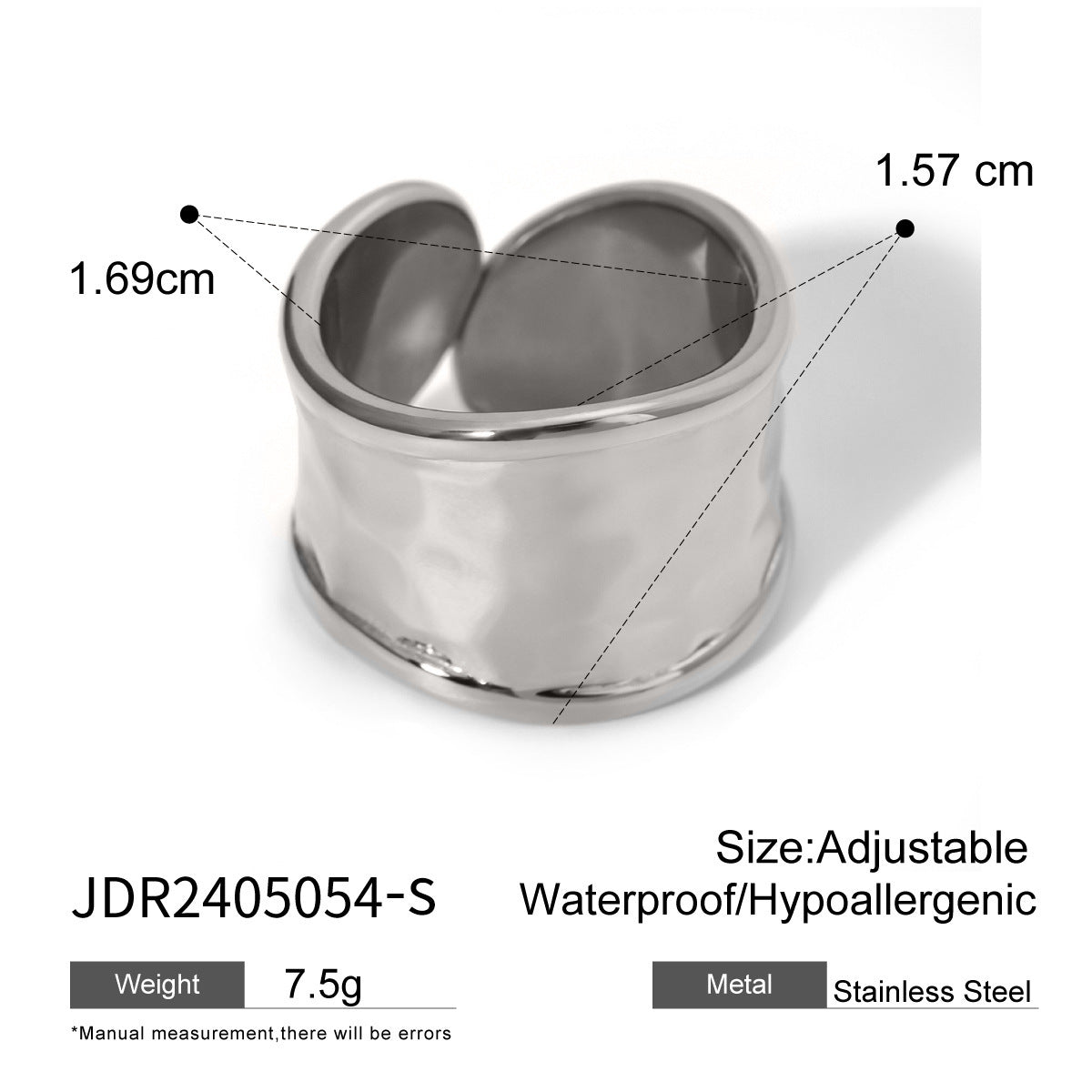 Unique Niche Design Hammered Asymmetric Ring