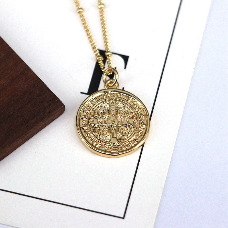 European And American Fashion Design Retro Round Jesus Bead Necklace Necklace