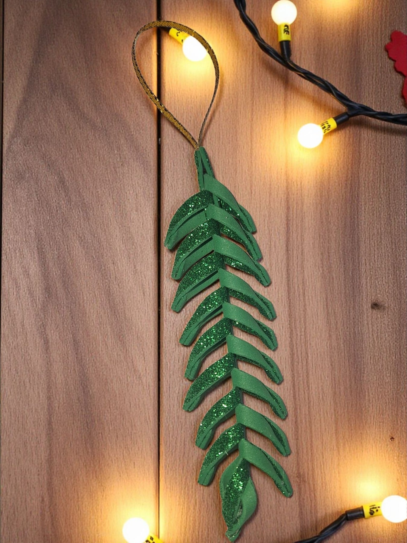 Handmade Glitter Leaf Christmas Ornaments - Set of Sparkling Holiday Decorations , gift ideas