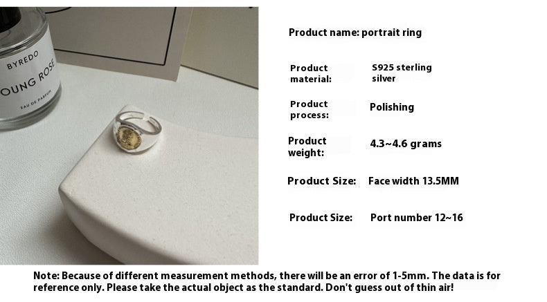 Sterling Silver Fashionable Coin Gold And Silver Contrast Fashionable Retro Blogger Ring