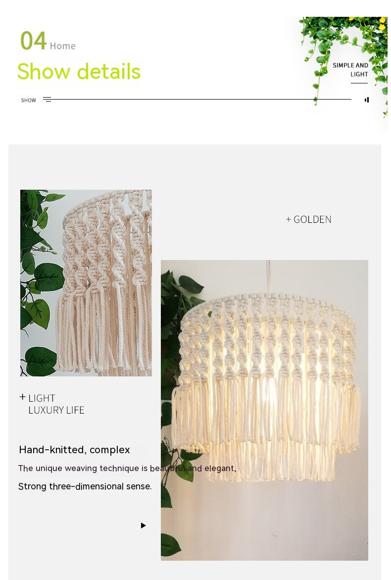 Living Room Bedroom Decoration Cotton Thread Creative Personality Pastoral Style Woven Chandelier