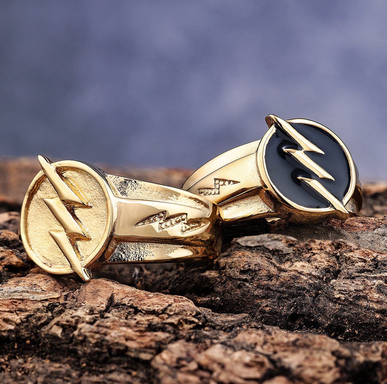 Persönlichkeit Blitz Ring männer Edelstahl Vinyl Gold Mode Ornament