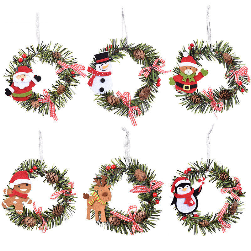 Christmas Wreath Pendant Snowman Elk Round PVC Pendant