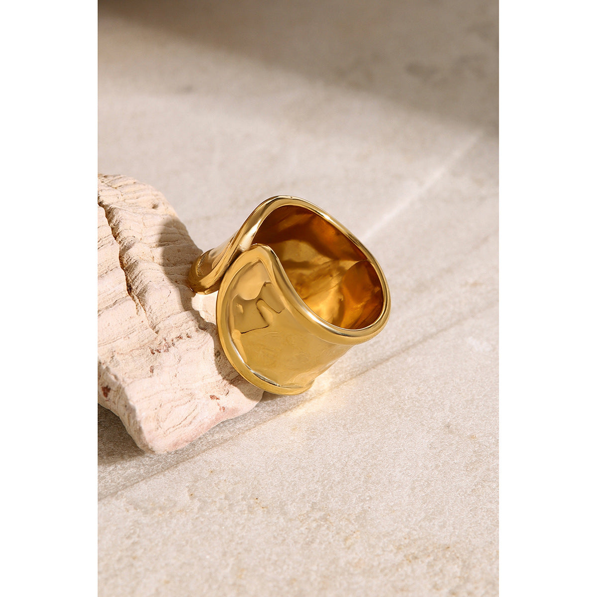 Unique Niche Design Hammered Asymmetric Ring