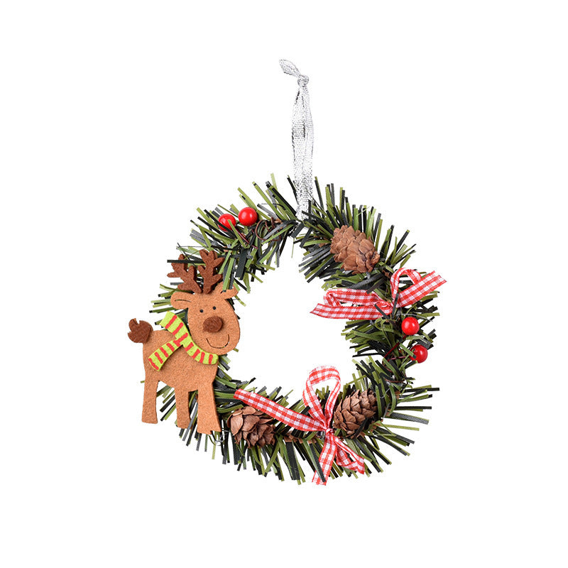 Christmas Wreath Pendant Snowman Elk Round PVC Pendant