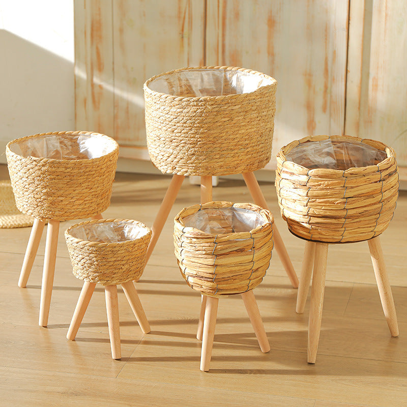Nordic Style Living Room Flower Basket Decoration Rattan Woven Flowerpot Balcony