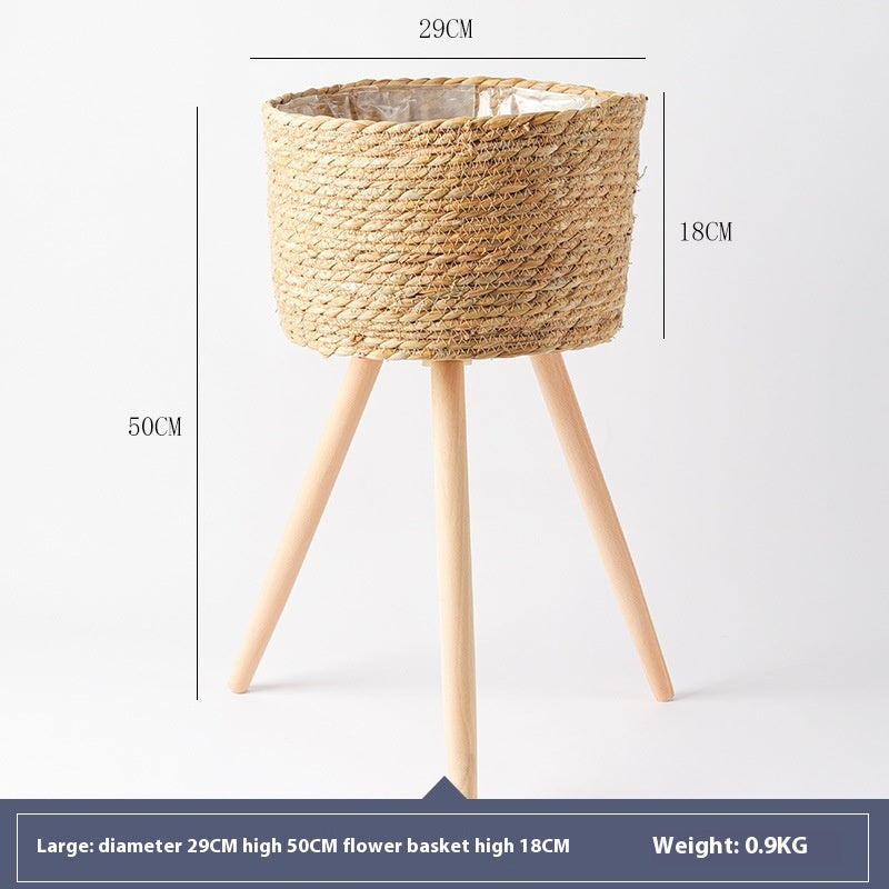 Nordic Style Living Room Flower Basket Decoration Rattan Woven Flowerpot Balcony