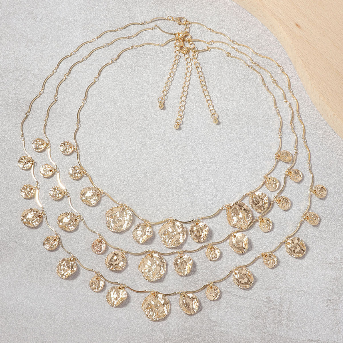 Retro Cold Multi-layer Twin Geometric Round Pendant Necklace