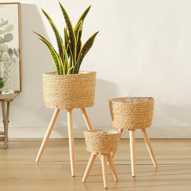 Nordic Style Living Room Flower Basket Decoration Rattan Woven Flowerpot Balcony