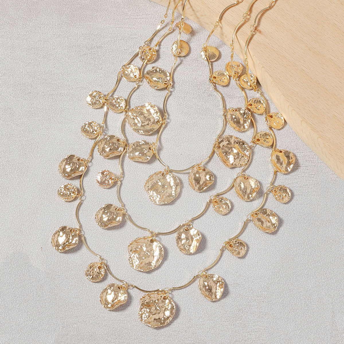 Retro Cold Multi-layer Twin Geometric Round Pendant Necklace