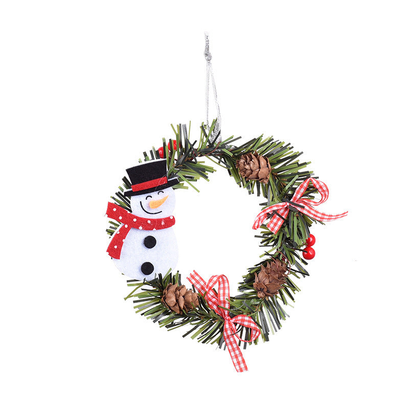 Christmas Wreath Pendant Snowman Elk Round PVC Pendant