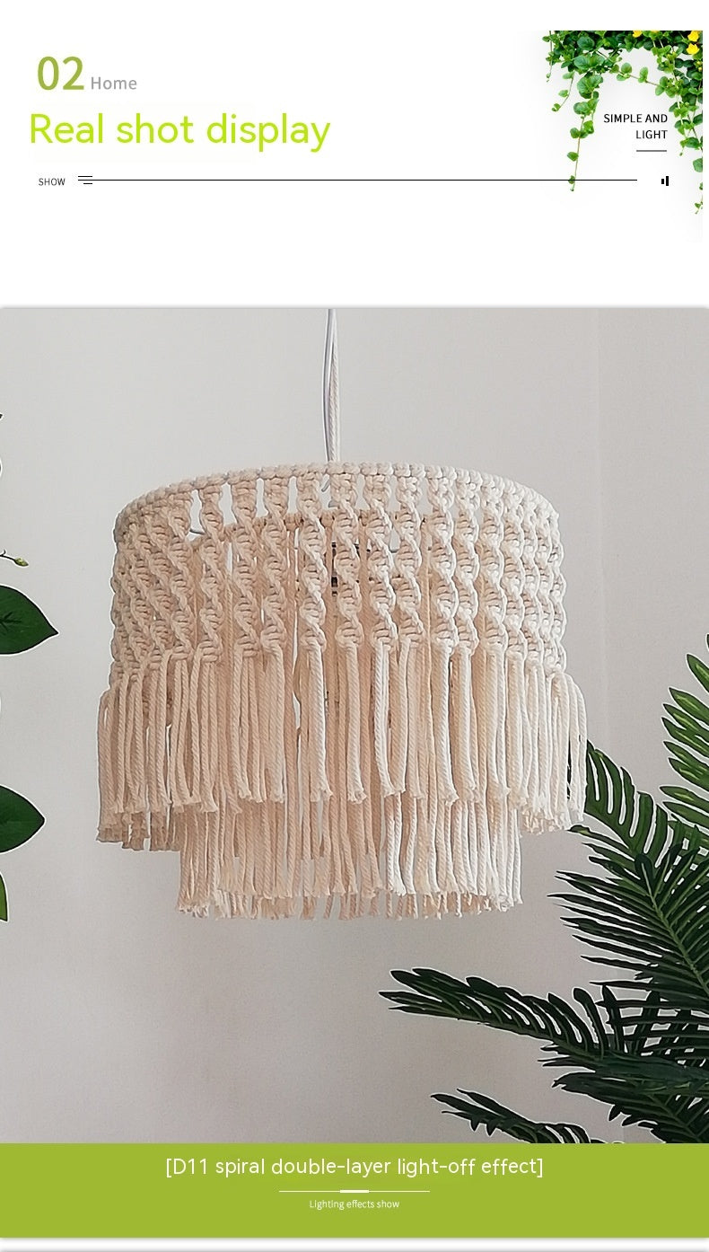 Living Room Bedroom Decoration Cotton Thread Creative Personality Pastoral Style Woven Chandelier