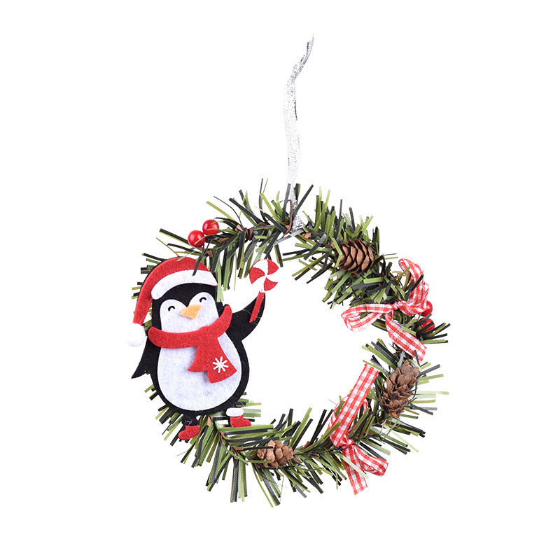 Christmas Wreath Pendant Snowman Elk Round PVC Pendant