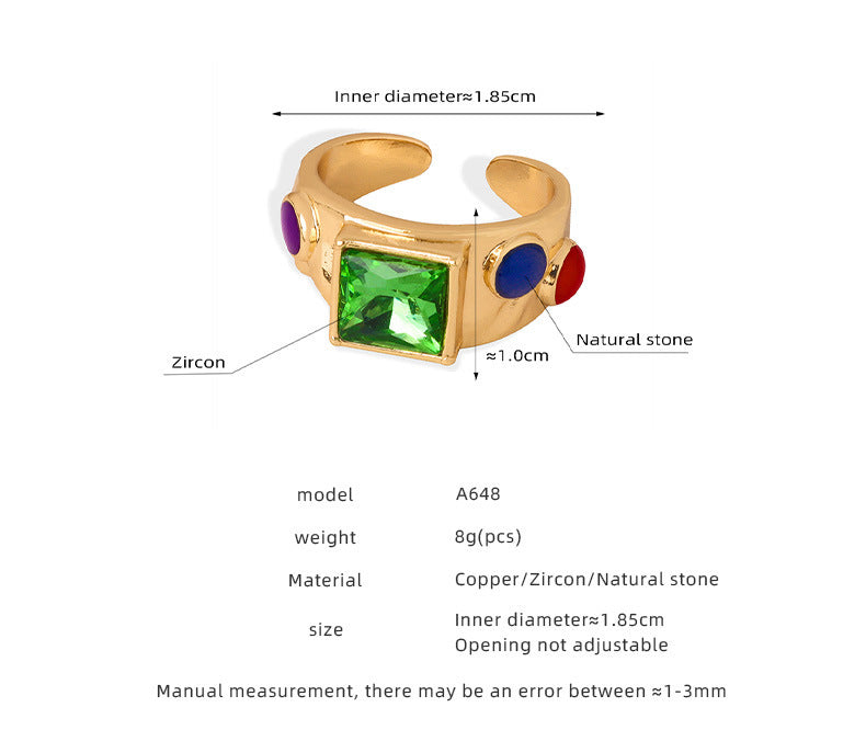 Natural Stone Ring Ornament Women