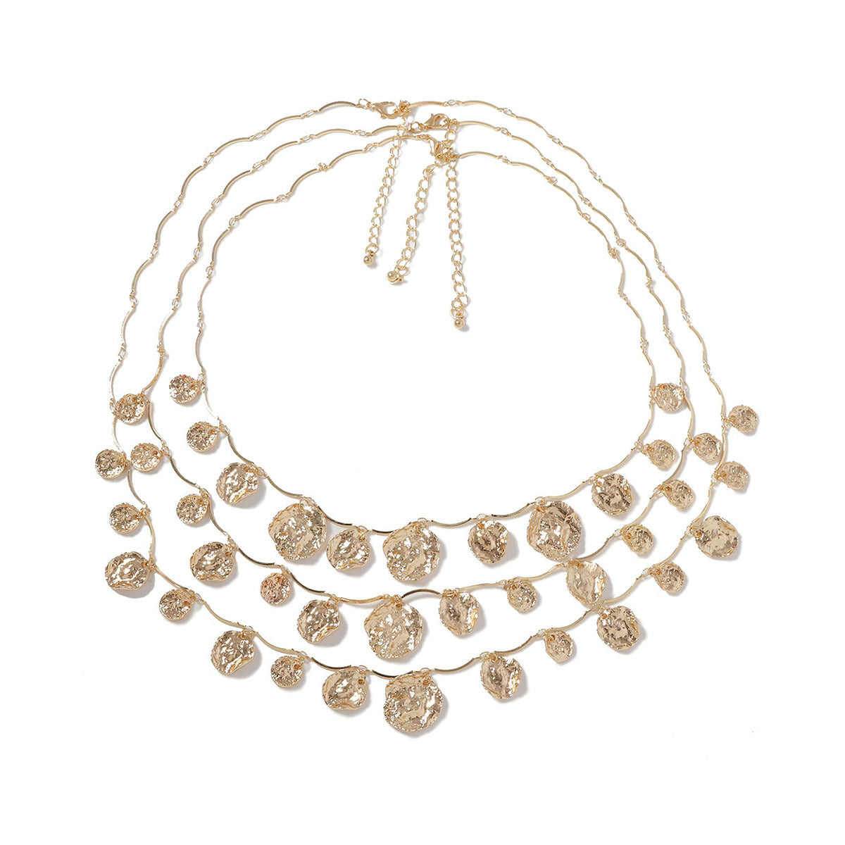 Retro Cold Multi-layer Twin Geometric Round Pendant Necklace
