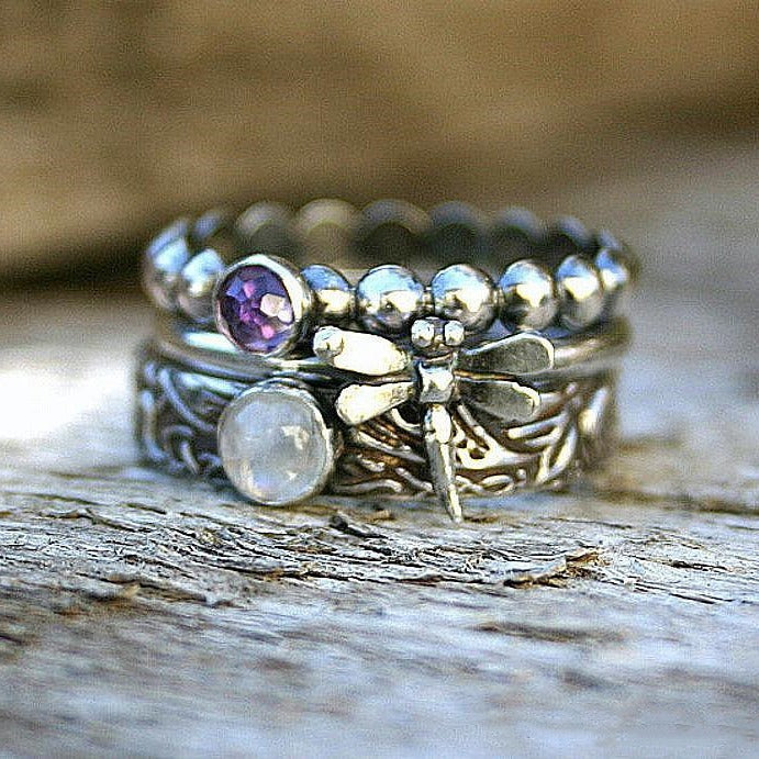 Cross-border Hot Sale Retro Three-in-one Female Ring Dragonfly Animal Ring