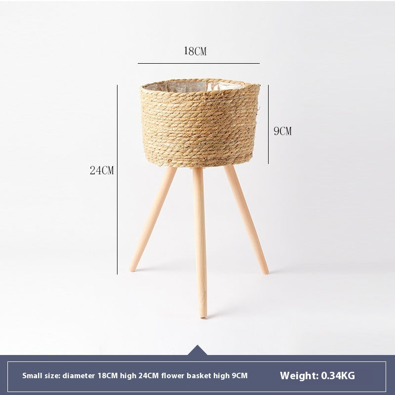 Nordic Style Living Room Flower Basket Decoration Rattan Woven Flowerpot Balcony