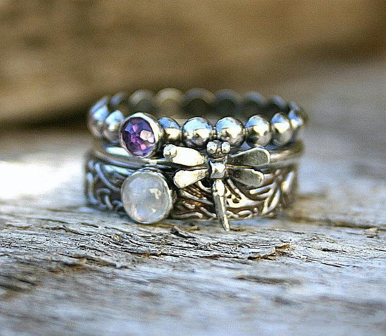 Cross-border Hot Sale Retro Three-in-one Female Ring Dragonfly Animal Ring