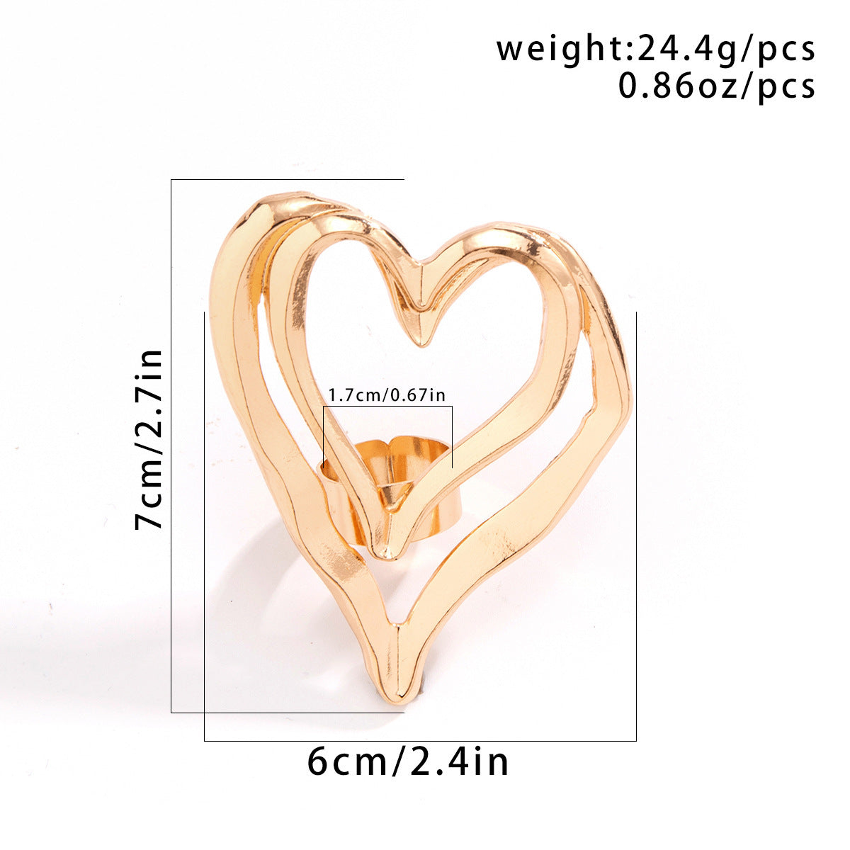 Women's Exaggerated Metal Large Love Heart-shaped Ring