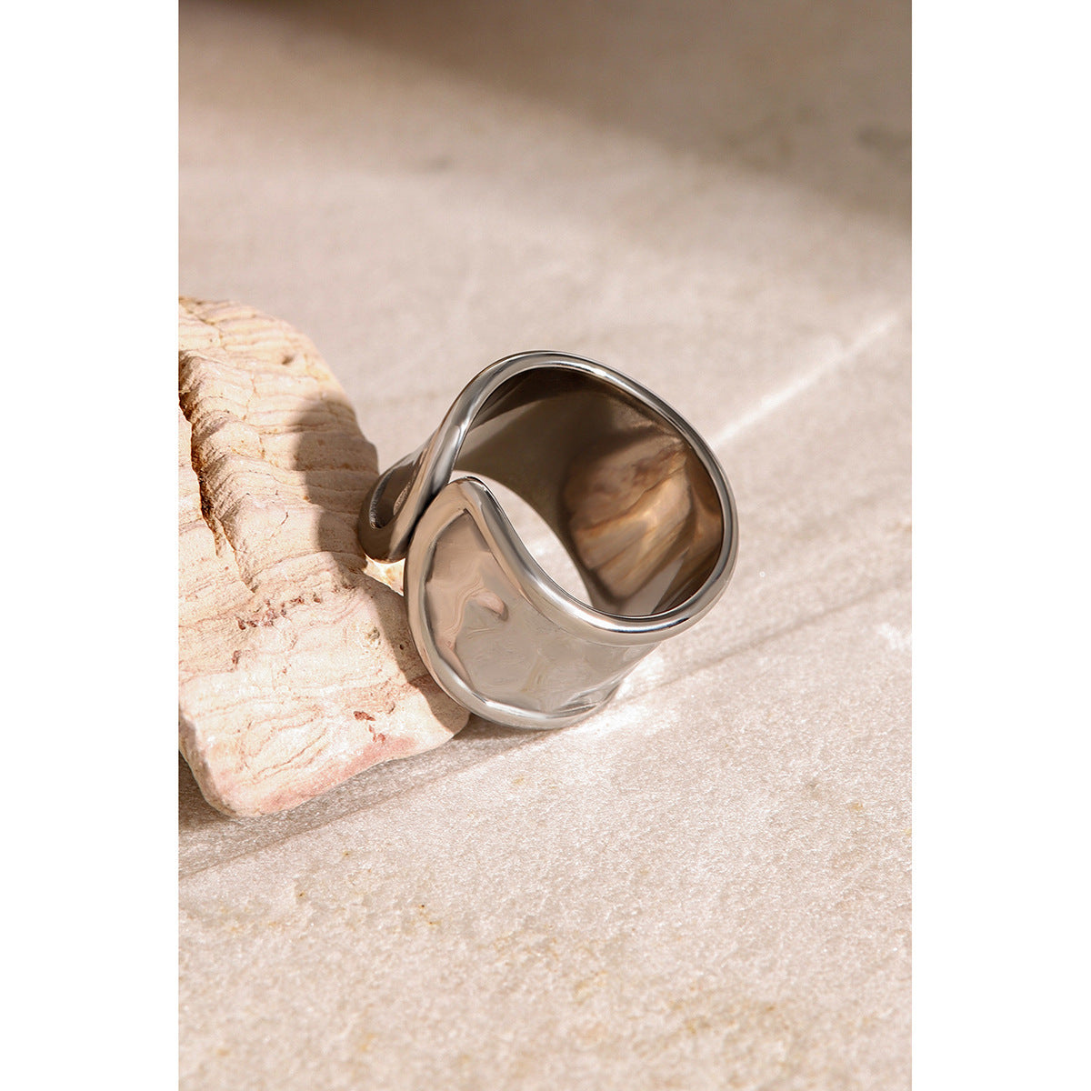 Unique Niche Design Hammered Asymmetric Ring