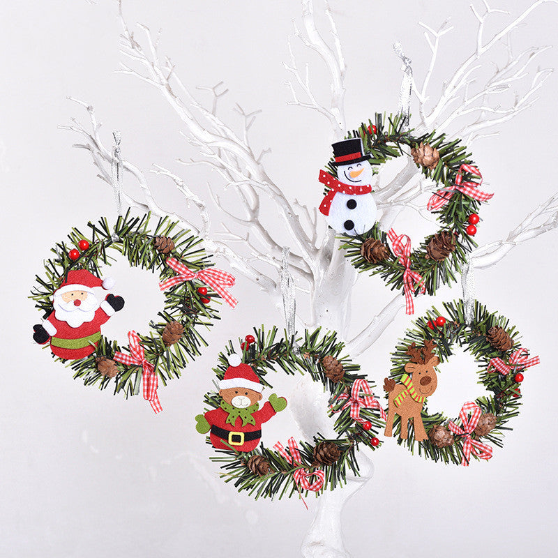 Christmas Wreath Pendant Snowman Elk Round PVC Pendant