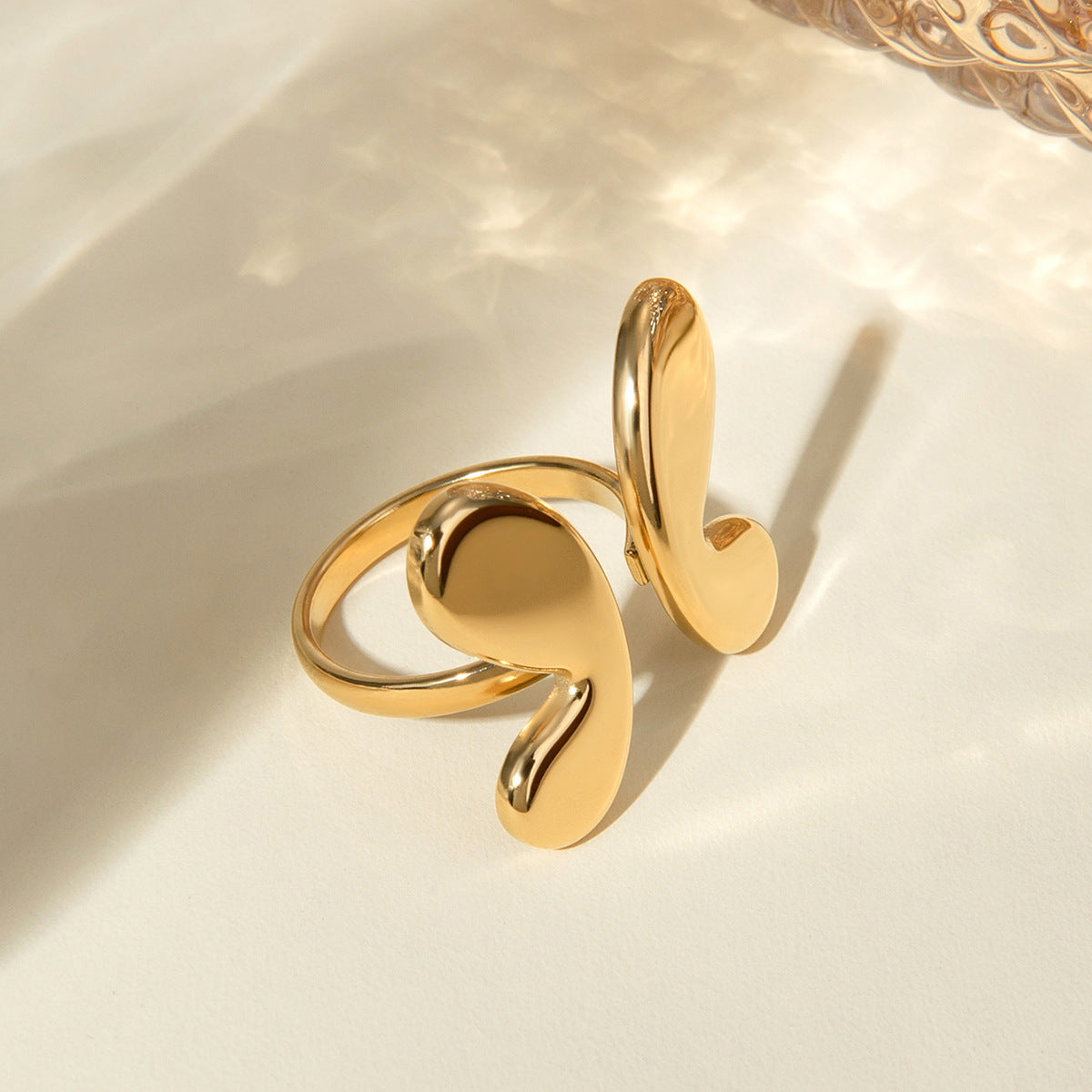 Fashion Stainless Steel Glossy Butterfly Opening Ring
