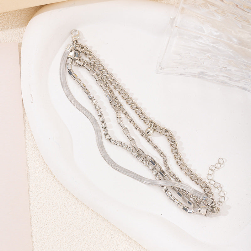 Women's Alloy Multi-layer Twin Bracelet With Diamonds