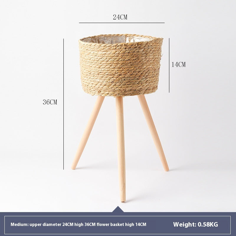 Nordic Style Living Room Flower Basket Decoration Rattan Woven Flowerpot Balcony