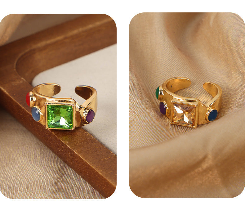 Natural Stone Ring Ornament Women