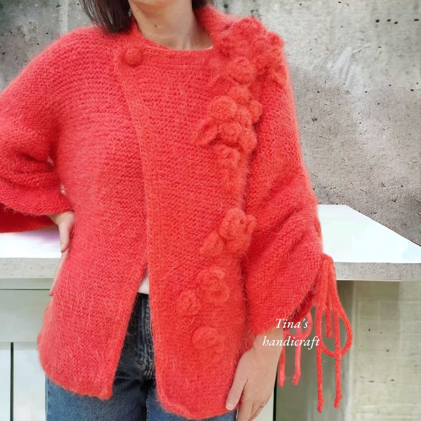 Strickjacke mit Blumen!