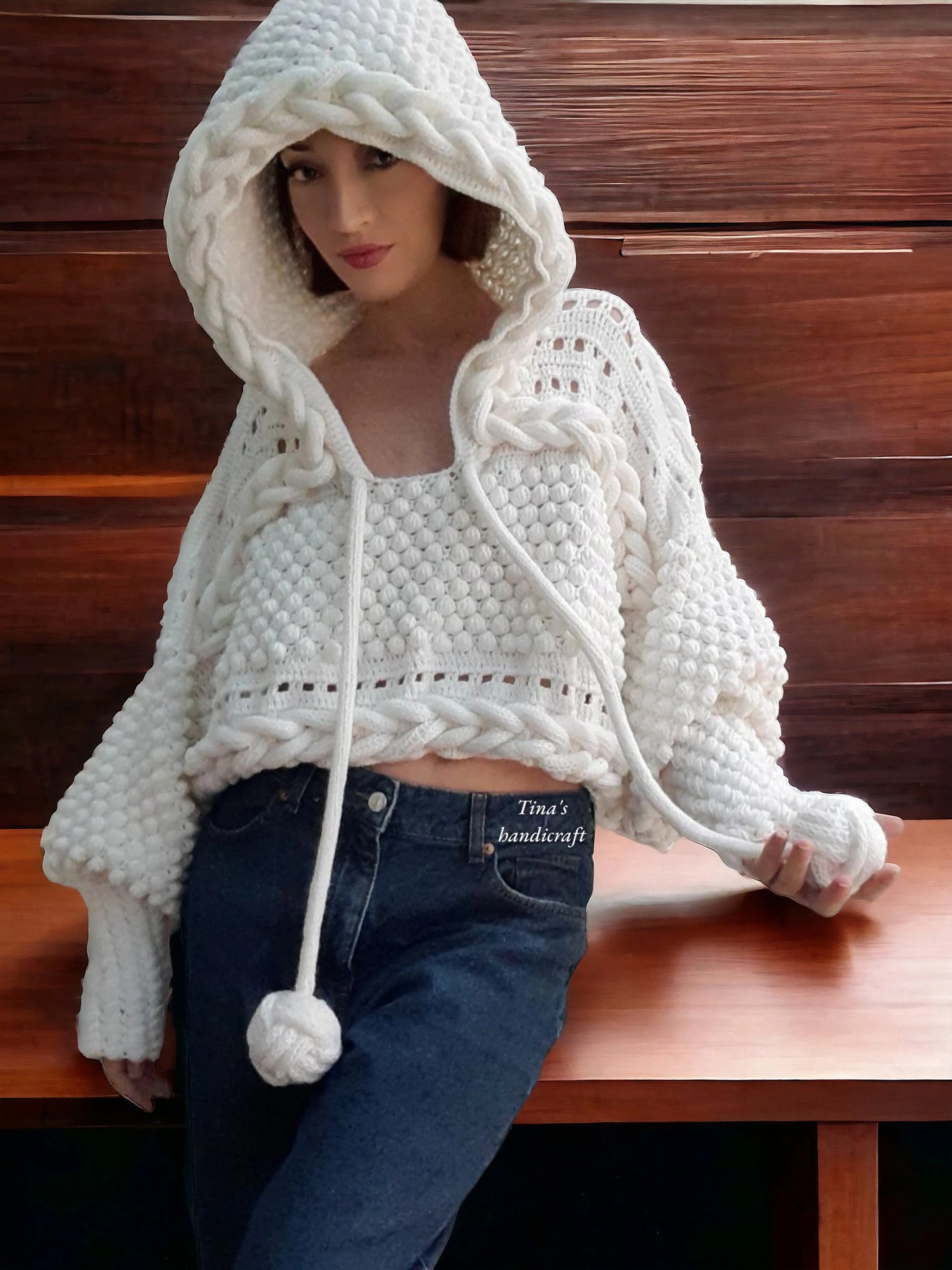 hoodie crochet poncho