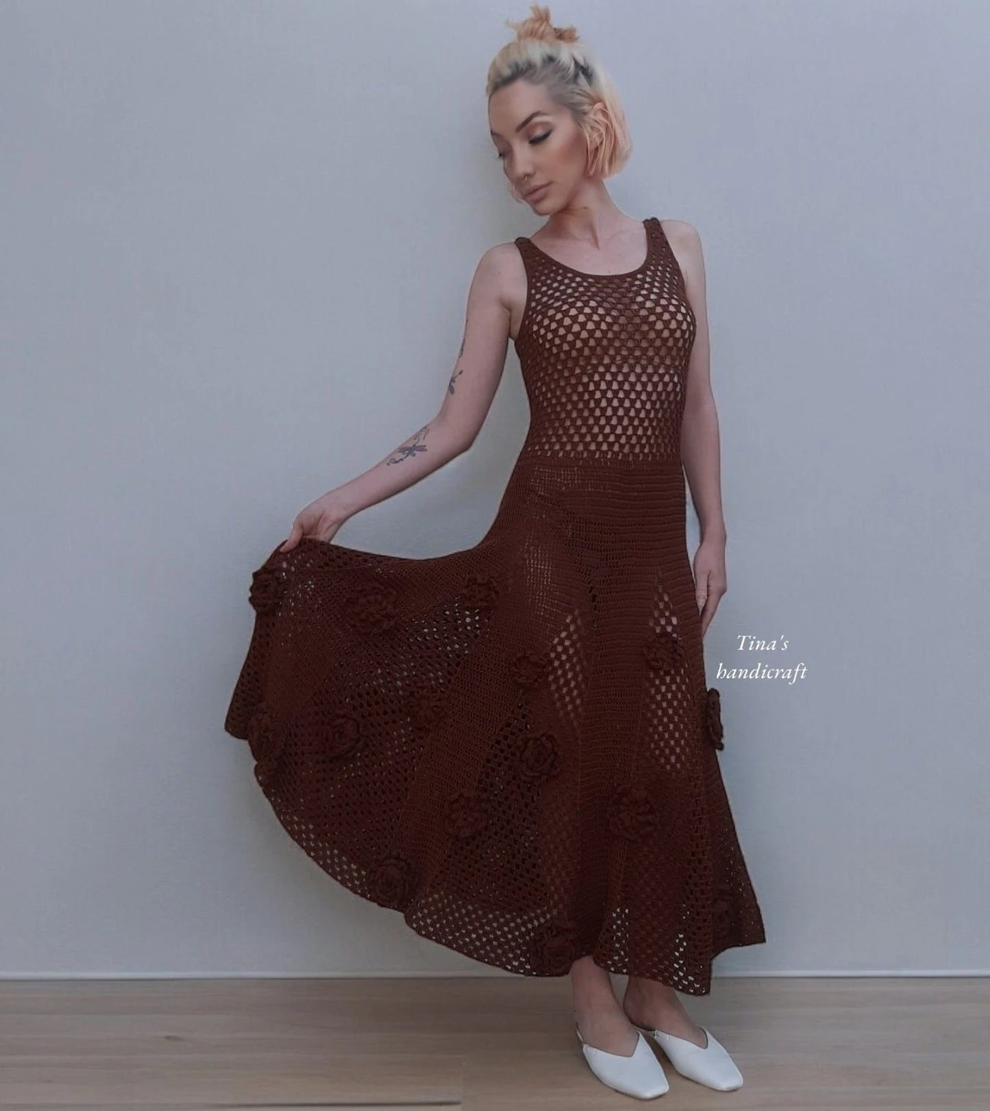 crochet dress with flowers