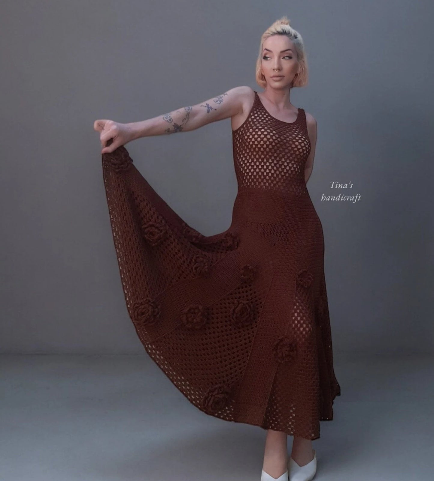 crochet dress with flowers