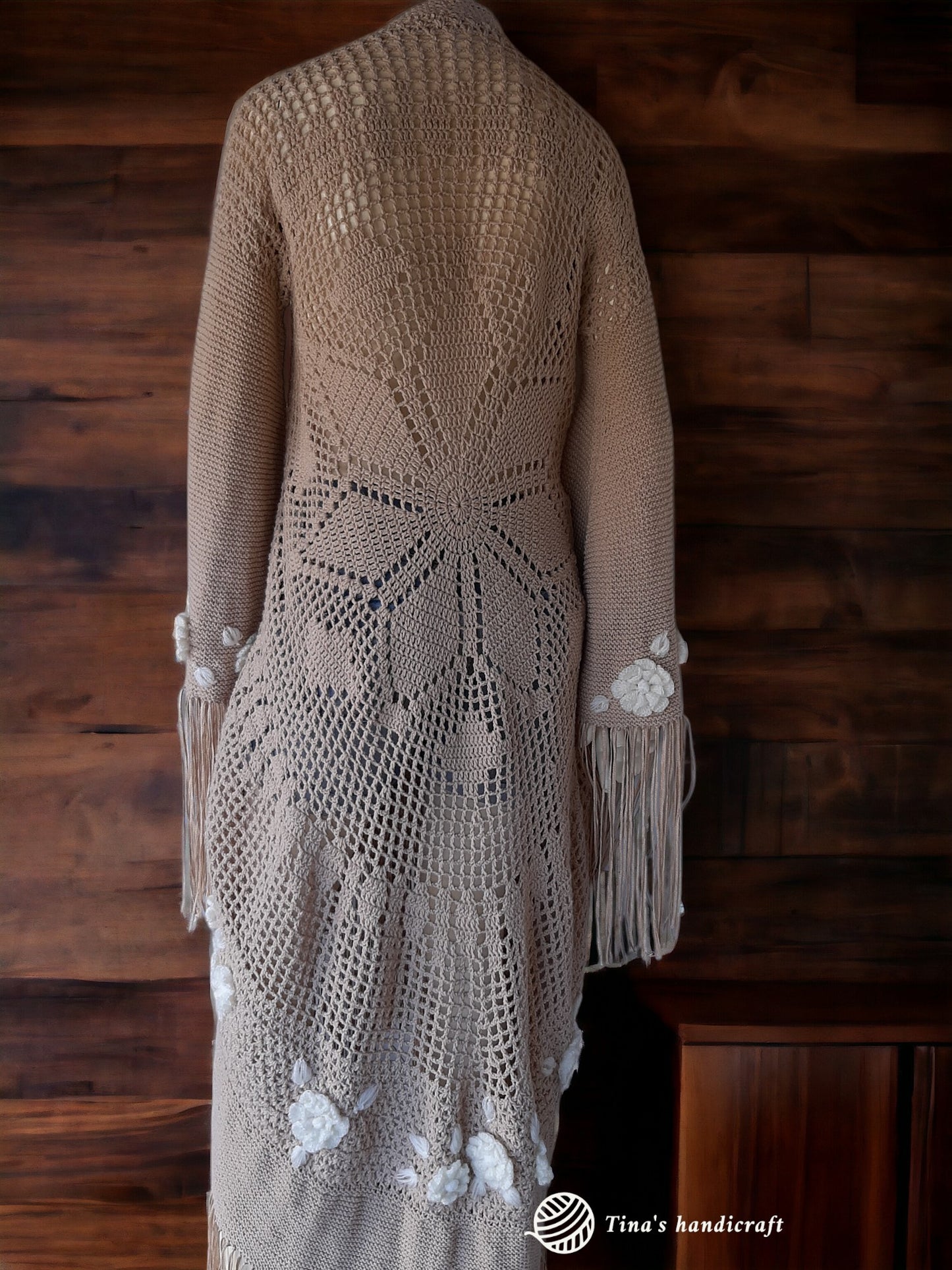 Crochet bolero with flowers,fringes,mandala shape,gift ideas ,boho shic