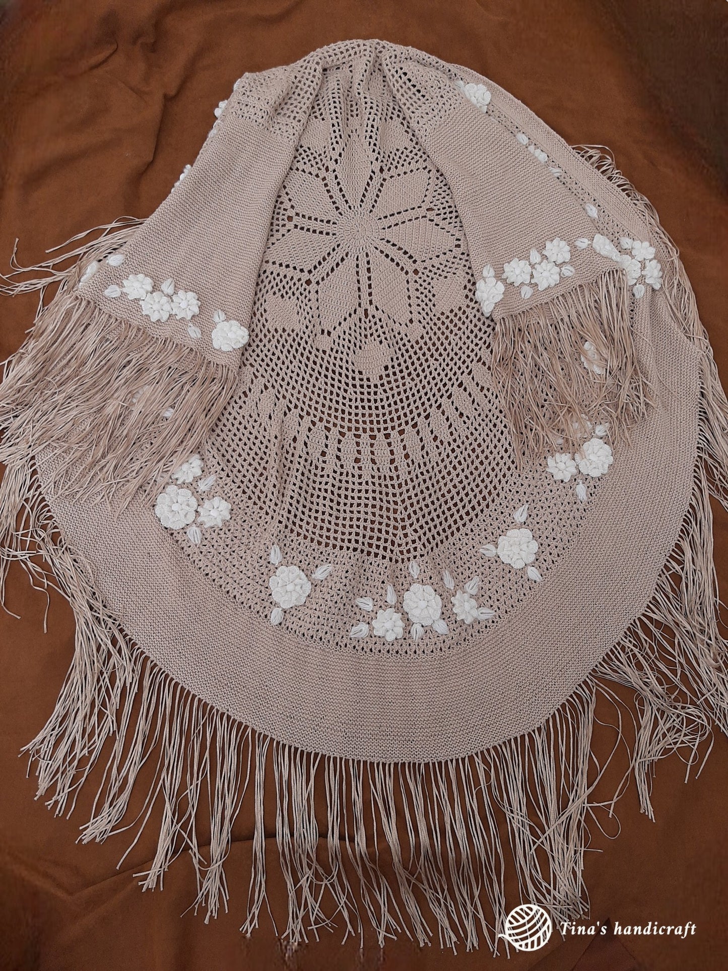 Crochet bolero with flowers,fringes,mandala shape,gift ideas ,boho shic