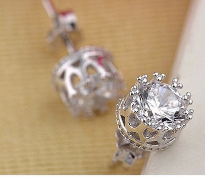 925 Sterling Silver Earrings crown hypoallergenic