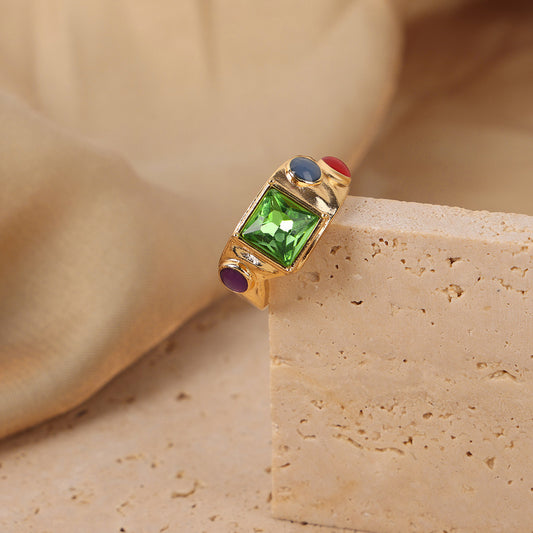 Natural Stone Ring Ornament Women