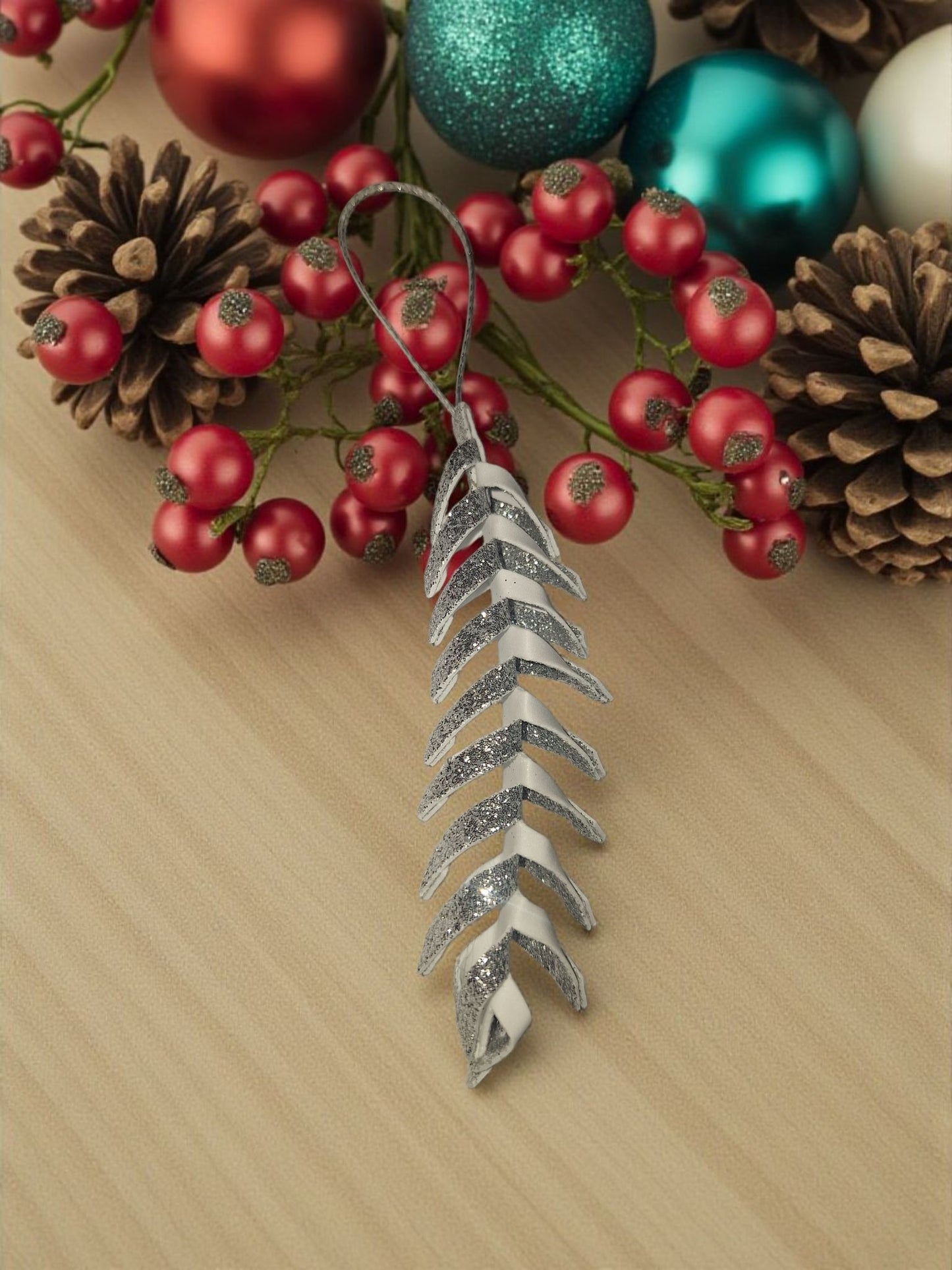 Handmade Glitter Leaf Christmas Ornaments - Set of Sparkling Holiday Decorations , gift ideas