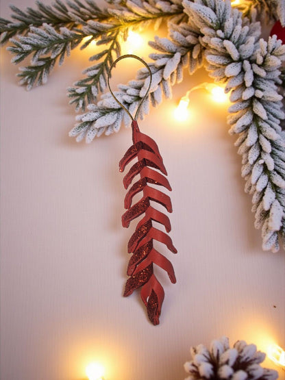 Handmade Glitter Leaf Christmas Ornaments - Set of Sparkling Holiday Decorations , gift ideas