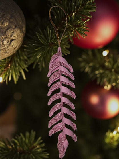 Handmade Glitter Leaf Christmas Ornaments - Set of Sparkling Holiday Decorations , gift ideas