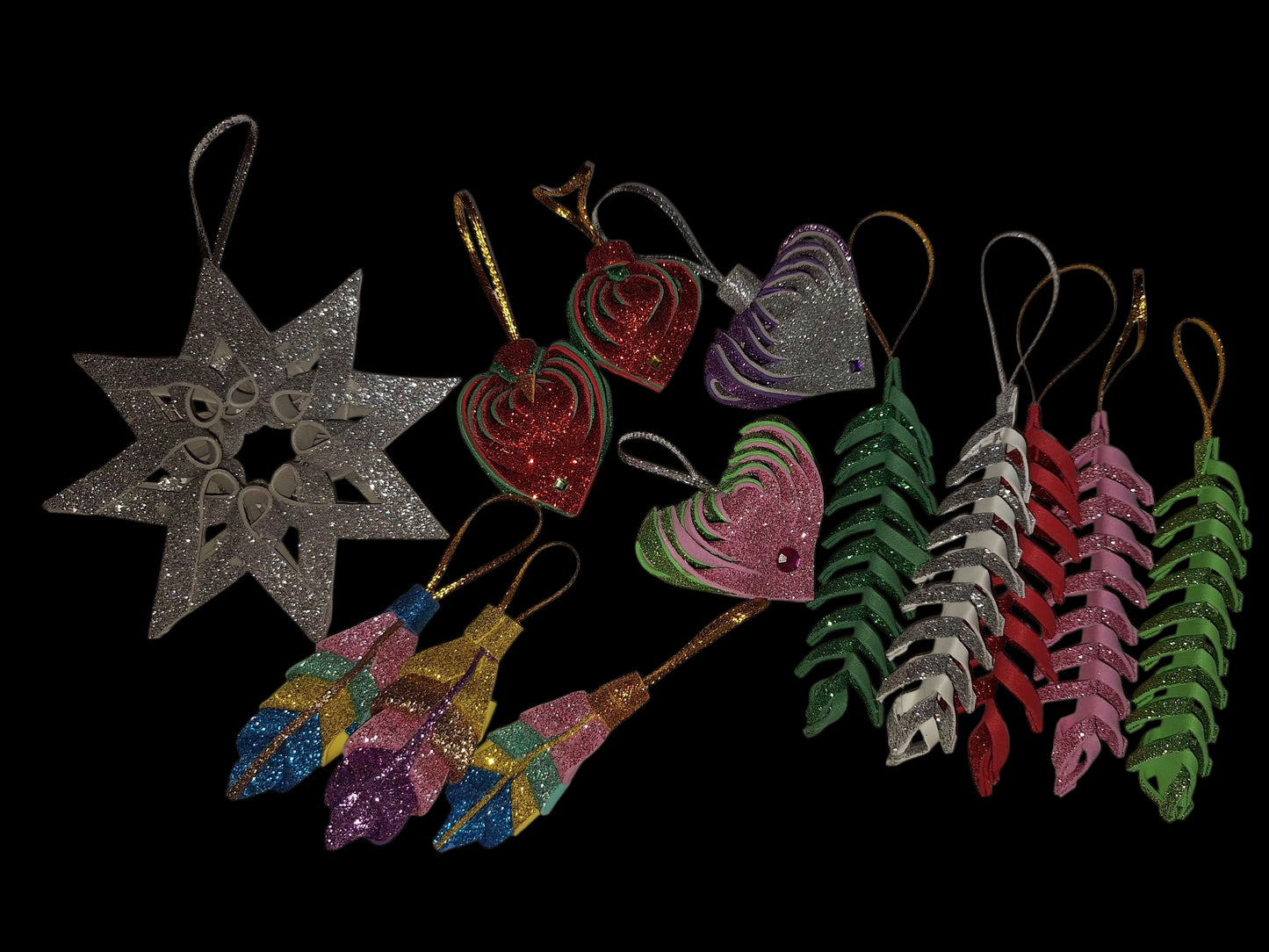 Handmade Glitter Leaf Christmas Ornaments - Set of Sparkling Holiday Decorations , gift ideas