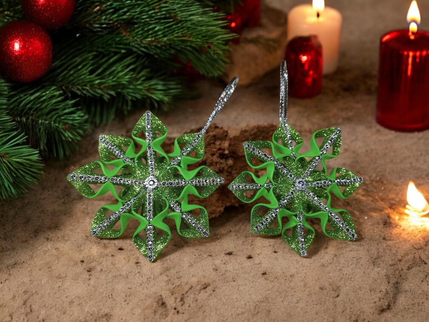 2 Designs Festive Snowflake DIY , Christmas ornament set 6 pcs , gift ideas, Santa-claus