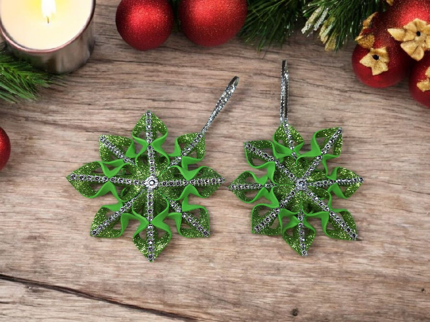 2 Designs Festive Snowflake DIY , Christmas ornament set 6 pcs , gift ideas, Santa-claus