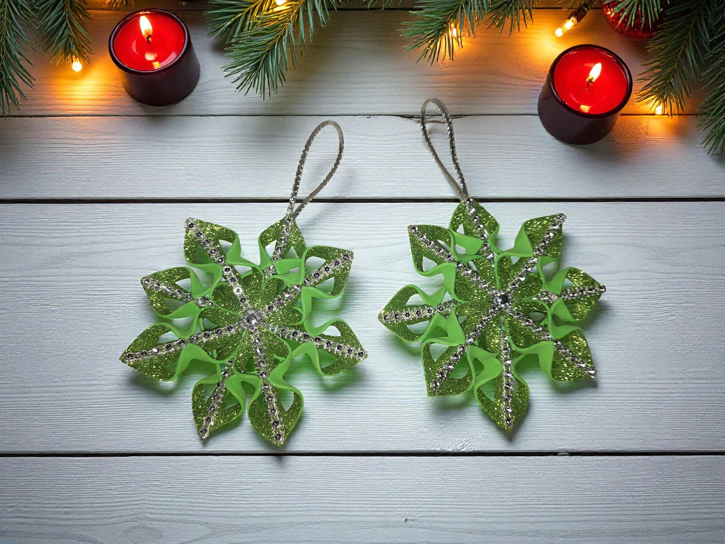 2 Designs Festive Snowflake DIY , Christmas ornament set 6 pcs , gift ideas, Santa-claus
