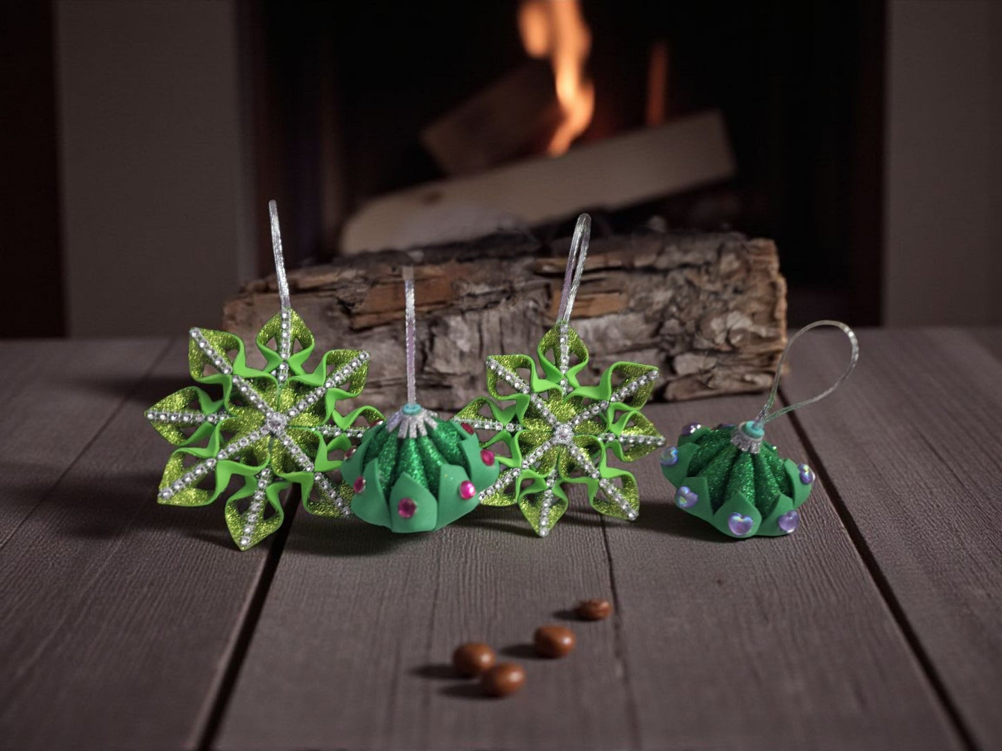 2 Designs Festive Snowflake DIY , Christmas ornament set 6 pcs , gift ideas, Santa-claus