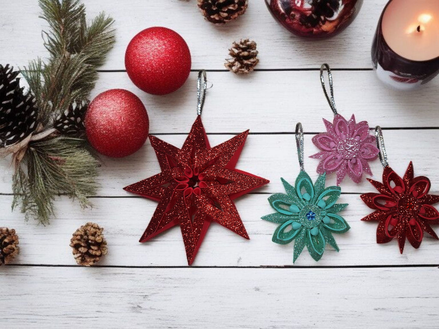 Handmade Foam Ornaments set 6 pcs!, Christmas ornament, gift ideas, home decor