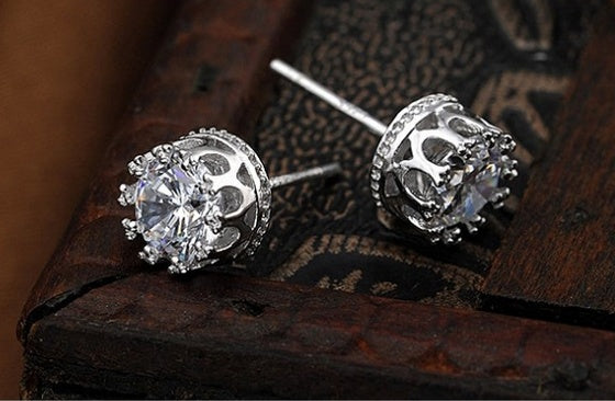 925 Sterling Silver Earrings crown hypoallergenic