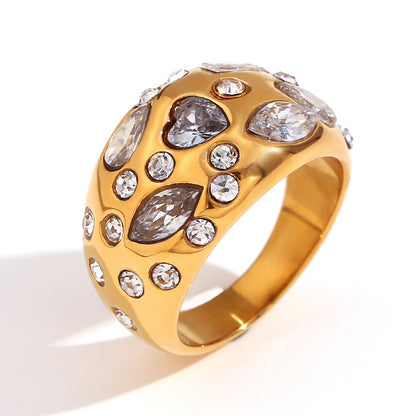 Loving Heart Zircon Dome Ring For Women