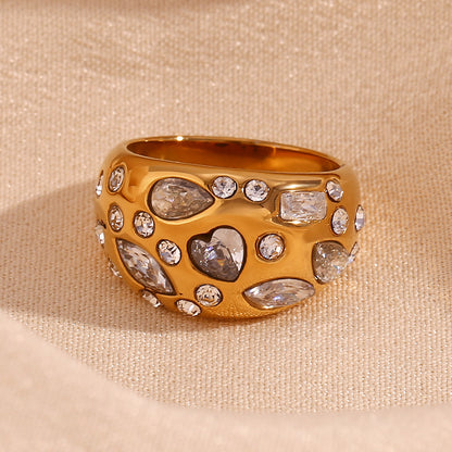 Loving Heart Zircon Dome Ring For Women