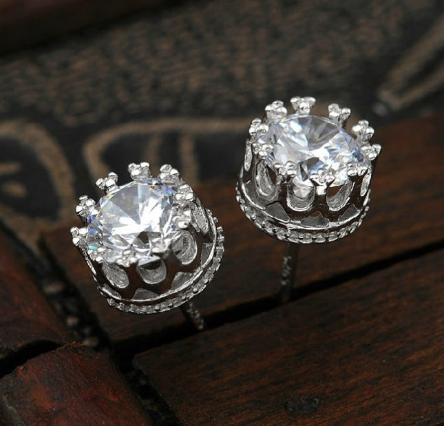 925 Sterling Silver Earrings crown hypoallergenic